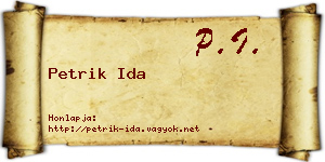 Petrik Ida névjegykártya